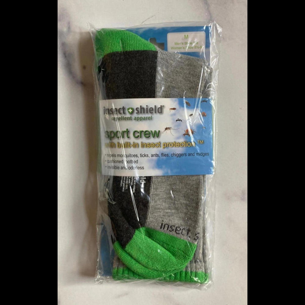 Insect Shield Adult Unisex Gray Crew Socks with Insect Protection Women's 5.5-9
